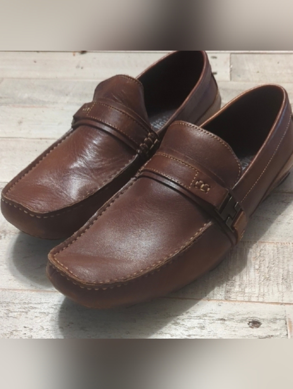 Kenneth Cole Reaction Brown Leather Slip-On Driving Loafers